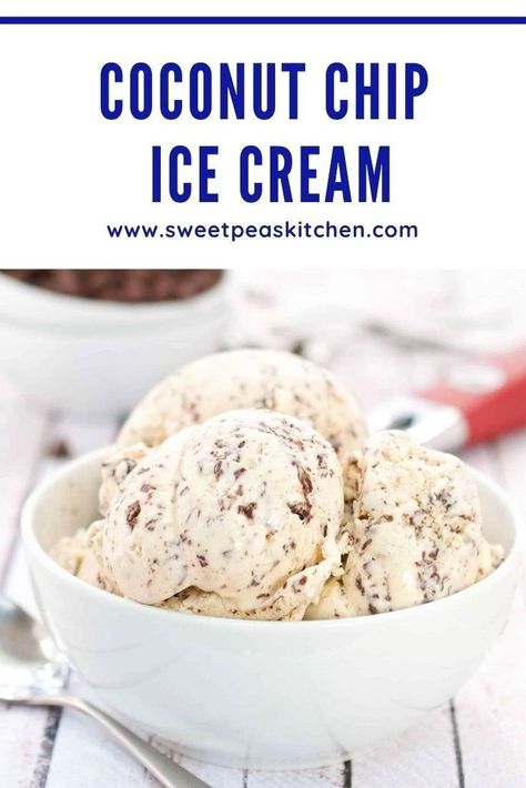 Toasted Coconut Ice Cream, Coconut Ice Cream Recipe, Coconut Ice Cream Recipes, Ice Cream Maker Recipes, Coconut Ice, Yummy Ice Cream, Blueberry Cream Cheese, Homemade Ice Cream Recipes, Chocolate Chip Ice Cream