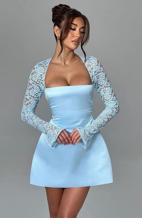 LET US SEW | Beautiful Chic Designs ❤️❤️❤️  | Facebook White Satin Dress, Birthday Outfit For Women, Elegante Y Chic, Strappy Mini Dress, Maxi Dress Sale, Lace Strapless, White Dress Party, Lace Dress With Sleeves, White Dresses For Women