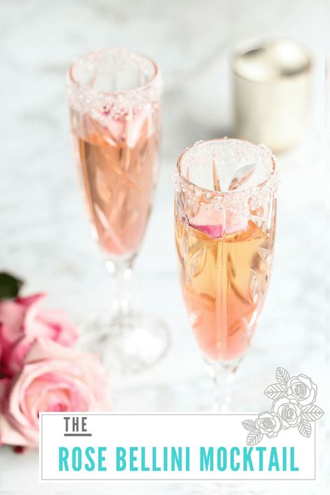 Looking for the perfect mocktail to celebrate Mother’s Day? You’ll love this recipe for a Rose Bellini Mocktail! #cocktail #brunch #champagne #bellini #rosecocktail #mocktails #drinks #beverages #pinkdrink Peach Bellini Mocktail, Champagne Bellini, Bellini Mocktail, Brunch Champagne, Sparkling Grape Juice, Spiced Drinks, Rose Cocktail, Soya Mumu, Fresh Fruit Juice