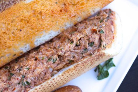 Moroccan Harissa Tuna Sandwich - Marx Foods Blog Tuna Fish Sandwich, Tuna Sandwich, Fish Sandwich, Tuna Fish, Spicy Tuna, Shredded Carrot, Meatloaf, Banana Bread, Food Blog