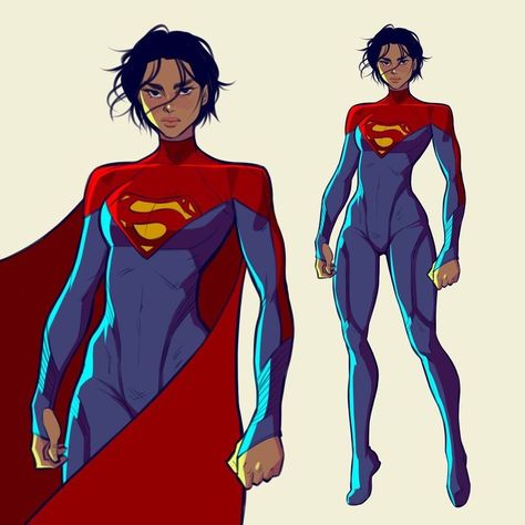 sanjadraws on Instagram Supergirl Concept Art, Superman Oc, Supergirl Statue, Supergirl Sasha Calle, Supergirl Suit, Superman Redesign, Supergirl Fanart, Superman Anime, Superhero Fanart