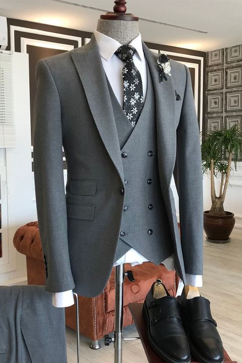 Three Piece Suit Mens, Engagement Suits, Best Wedding Suits For Men, 3 Piece Suit Men, Wedding Suits Men Grey, Grey 3 Piece Suit, Suit For Men Wedding, Formal Suits Men, Best Wedding Suits