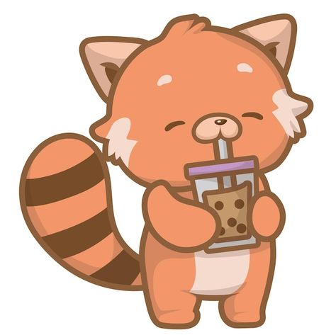 Cute character logo red panda drink bubb... | Premium Vector #Freepik #vector #chibi-character #kawaii-animals #chibi Red Panda Cartoon, Red Panda Cute, Panda Drawing, Character Logo, Bubble Milk Tea, Panda Art, Kawaii Illustration, Cute Character, Vertical Poster