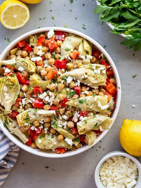 Meatball Marinara Sub, Spring Side Dishes, Meatball Marinara, Artichoke Salad, Crispy Chickpeas, Cilantro Lime Chicken, Spring Salad, Lime Chicken, Roasted Chickpeas