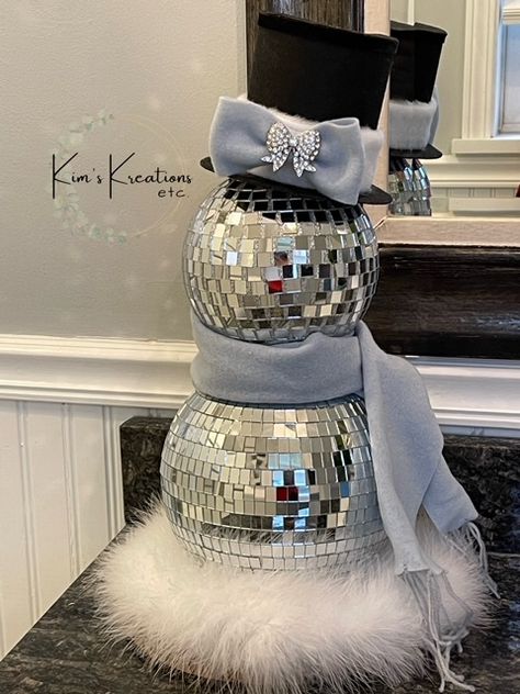 Disco Ball Snowman, Designer Board, Custom Wreath, Snowman Decor, Tree Custom, Decor Mirror, Winter Home, Mirror Ball, Trendy Tree