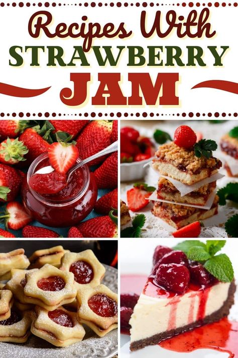 Recipes With Strawberry Preserves, Strawberry Jam Dessert Recipes, Recipes With Strawberry, Strawberry Jam Desserts, Recipe Using Jam, Strawberry Jelly Recipes, Strawberry Jam Cookies, Strawberry Jam Tarts, Strawberry Jam Cake