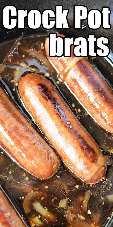 How to cook Crockpot brats with beer or broth and onions is a delicious pork meal made in one pot. Raw bratwurst in slow cooker works great. Bratwurst Recipes Crockpot, Slow Cooker Brats, Brats In Crockpot, Bratwurst Dinner, How To Cook Bratwurst, Instant Pot Beans Recipe, How To Cook Brats, Brats Recipes, Slow Cooker Pork Loin