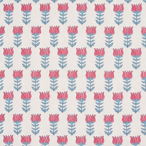 Mia Tulip - Delft & Crimson Fabrics | Schumacher Tulip Fabric, Quadrille Fabric, Painting Antique Furniture, Chintz Fabric, Bedroom Color, Tulip Design, Craft Organization, Colour Red, Cotton Velvet