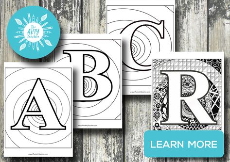 Zentangle Art Lessons - Teach Zentangles - The Arty Teacher Zentangle Alphabet, Creative Mind Map, Art Sub Lessons, Classe D'art, Zentangle Animals, Art Teaching Resources, Mind Maps, Art Students, Arts Ed