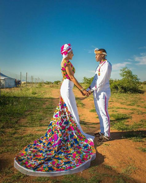 Dress be putting the "T" to Tsonga♥ Rwandan Traditional Wedding Dress, Tsonga Traditional Dresses Weddings, Tsonga Traditional Attire For Couples, Tsonga Wedding Dresses, Tiv Traditional Wedding Attire, Tsonga Traditional Dresses, Traditional Tsonga Wedding Dresses, Africa Wedding, South African Weddings