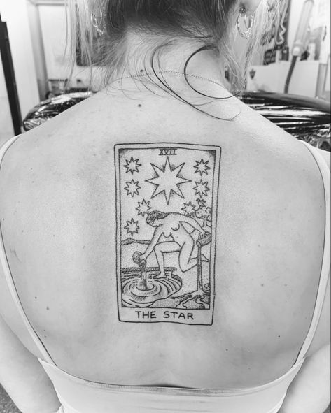 Star Card Tattoo, The Star Tarot Tattoo Design, Star Tarot Card Tattoo, Star Tarot Tattoo, Chariot Tarot Tattoo, Tarot Card Tattoo Star, The Star Tarot Tattoo, Tarot Card Tattoo Chariot, The Chariot Tarot