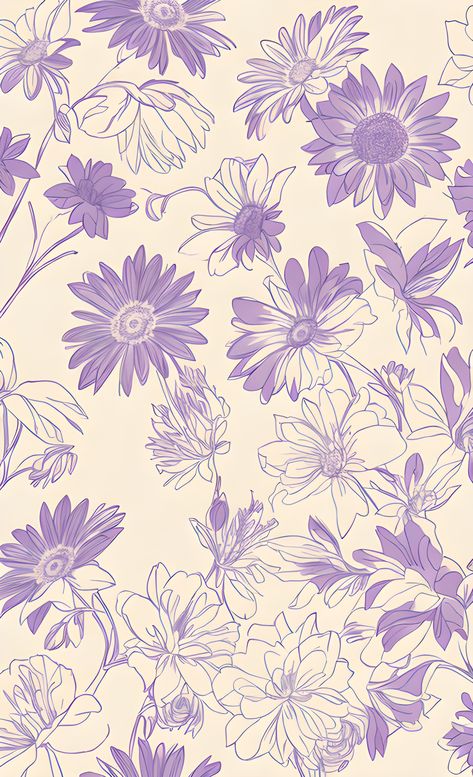 Floral Wallpaper Purple, Purple Pattern Wallpaper, Textile Prints Design, Simple Iphone Wallpaper, Cute Patterns Wallpaper, Pretty Wallpaper Iphone, Iphone Background Wallpaper, Pretty Prints, Purple Wallpaper