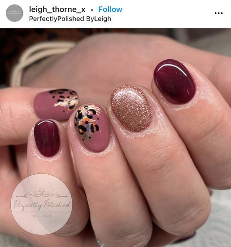 Autumnal Nails, Fall Dip, Short Gel Nails, Fall Gel Nails, Leopard Print Nails, Gelish Nails, Print Nails, Shellac Nails, Short Acrylic Nails Designs