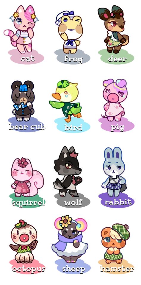 Animal Crossing Villagers Fan Art, Custom Animal Crossing Villagers, Animal Crossing Species, Animal Crossing Octopus, Anch Character, Acnh Villager Fanart, Acnh Oc, Animal Crossing Villagers Design, Animal Crossing Character Design