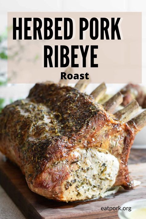 Elevate your dinner table with our Herbed Pork Ribeye Roast recipe! This succulent roast is seasoned with a blend of aromatic herbs and spices, then roasted to perfection for a tender and flavorful dish that will impress your guests. Whether you're hosting a holiday feast or a special family dinner, this herbed pork ribeye roast is sure to be the star of the show. Give it a try and savor the deliciousness! Get the recipe here: https://www.eatpork.org/pork-ribeye-roast/ Pork Ribeye Roast Recipes, Ribeye Roast Recipes, Pork Ribeye Roast, Pork Dinner Ideas, Pork Ribeye, Pork Rib Roast, Rib Eye Recipes, Beef Rib Roast, Ribeye Roast