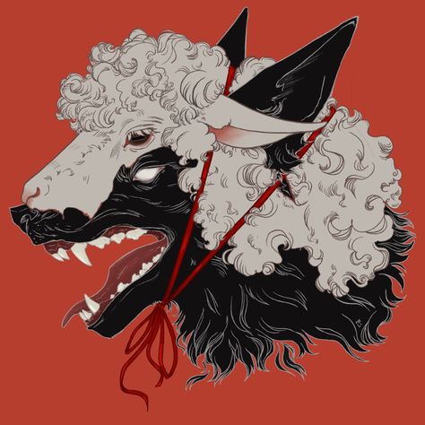 Wolf In Sheeps Clothing Aesthetic, Sheep Character Design Human, Sheep Concept Art, Wolf In Sheeps Clothing Art, Sheep Human, Wolf Claws, Sheep Tattoo, Sheep Cartoon, Arte Peculiar