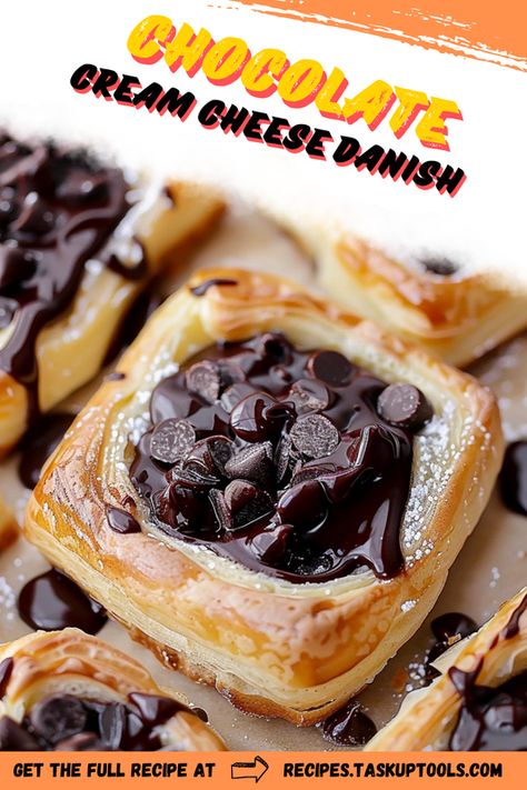 Dive into the world of delicious pastries with our Chocolate Cream Cheese Danish. Indulge in the rich decadence of chocolate paired perfectly with the creamy tang of cheese in this irresistible Danish recipe. A treat for any time of the day, it's certain to satiate your dessert cravings. Pin now and discover a new favorite homemade pastry. You won't regret it! Chocolate Danish Recipe, Chocolate Puff Pastry Dessert, Almond Danish Recipe, Pecan Danish Recipe, Homemade Cheese Danish Recipe, Easy Danish Recipe, Danish Recipe From Scratch, Danish Dough Recipe, Chocolate Danish