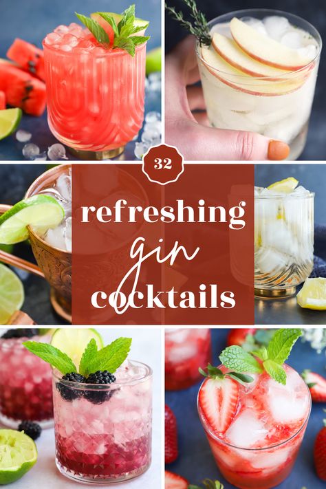 From fruity and floral to classic and sophisticated, these gin cocktail recipes are sure to quench your thirst and impress your taste buds. With a list of gin drinks like this one, it’s easy to find someone for everyone! Watermelon Gin Cocktail, Blackberry Gin Fizz, Blackberry Gin, Easy Gin Cocktails, Strawberry Gin, Christmas Gin, Rhubarb Gin, Spring Cocktails Recipes, Fall Cocktails Recipes