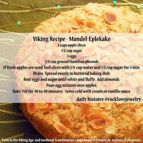 Daily Histoire — Behold! Viking Age recipes for your HOLIDAY FEAST!... Viking Food, Nordic Recipe, Medieval Recipes, Ancient Recipes, Norwegian Food, Scandinavian Food, Apple Cake Recipes, Apple Cake, Betty Crocker