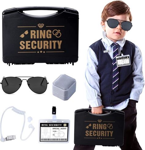 Keymall Ring Bearer Wedding Ring Security Box Include Special Agent ID Card Shades Ring Box For Kids Ring Bearer Proposal Gift (Set A) Ring Bearer Briefcase, Ring Barrer, Ring Bearer Invitation, Ring Security Wedding, Ring Bearer Security, Ring Bearer Proposal, Kids Ring, Groomsmen Proposal Gifts, Ring Security