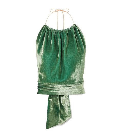 Harmur Open-Back Silk-Blend Velvet Halterneck Top Halterneck Top, Halter Neck Top, Velvet Tops, Halter Style, Green Silk, Ever After High, Silk Top, Gianvito Rossi, Who What Wear