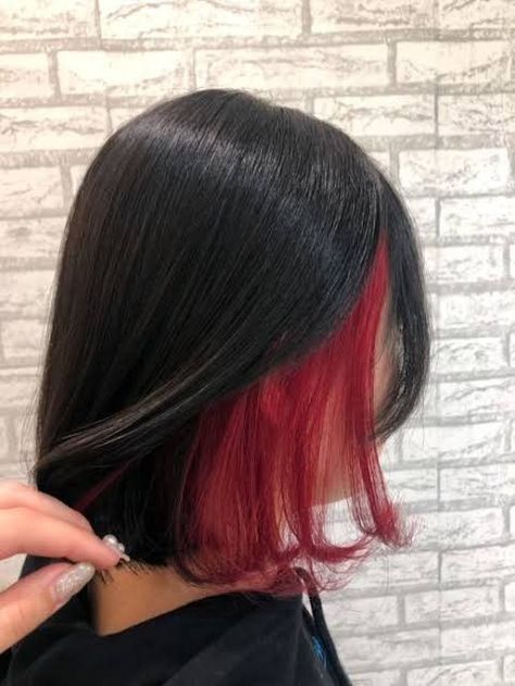 Red And Black Hair Ideas, Black Hair Ideas, Two Color Hair, Hidden Hair Color, Black Red Hair, Short Red Hair, Hair Color Underneath, Colored Hair Tips, Red Hair Inspo