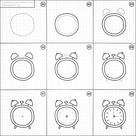 When I found this account yesterday I did a little cheer. Hooray! Every single post is a step by step guide to draw simple items like this alarm clock. Even I can be successful with these tutorials!!! I highly suggest you follow @randomthingsdraw. I wonde Clock Drawings, Zestaw Ikon, Draw Easy, Doodle Art Journals, Sketch Notes, Easy Doodle Art, Easy Doodles Drawings, Bullet Journal Art, Step Drawing