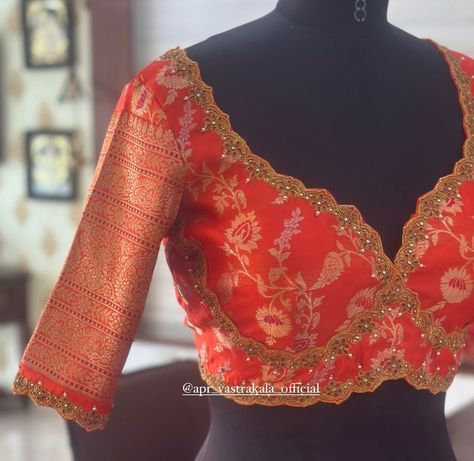 Benares Blouse Designs, Banaras Blouse Work Designs, Unique Bridal Blouse Designs, Festive Banarasi Silk Blouse With Intricate Embroidery, Festive Banarasi Silk Blouse With Cutdana Details, Festive Banarasi Silk Blouse With Cutdana, Front Blouse Designs Latest, Blouse Neck Designs Latest, Work Blouse Designs Latest