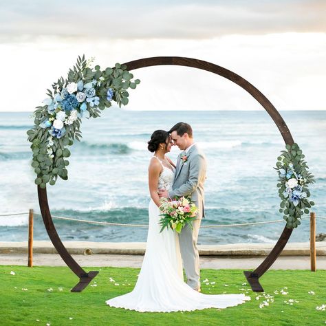 PRICES MAY VARY. 【Large Round Wedding Arch】: Measuring at a generous 6.9×7.9 feet, This balloon arch frame is sets the stage for grand entrances, creating a breathtaking and photogenic moment on your special day. 【Premium Quality】6.9×7.9Ft Crafted from high-quality solid wood, meticulously sanded and coated for an appealing brown hue. Offers enhanced weather resistance, ensuring longevity against wind and rain. Unlike ordinary wood, it resists corrosion and is built to endure years of use. Multi Tropical Circle Arch, Wedding Brazil, Panama Wedding, Batik Wedding, Beach House Kauai, Wooden Wedding Arches, Bermuda Wedding, Wedding Fiesta, Diy Wedding Arch