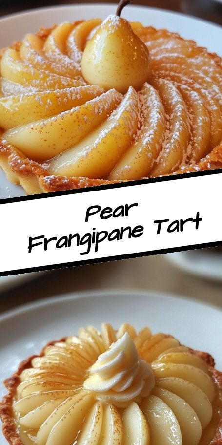 Celebrate November with this Pear Frangipane Tart! Delight in a crisp pastry filled with almond frangipane and ripe pears, perfect for autumn gatherings or a cozy afternoon tea. Easy recipe—ideal for dessert lovers! Pear And Ginger Tart, Rustic Pear Tart, Pear Custard Tart Recipe, Pear And Cheese Tart, Pear And Almond Tart Recipe, Pear Custard Tart, Pear Desserts Fine Dining, Fig Preserves Recipe Desserts, Almond Frangipane Tart