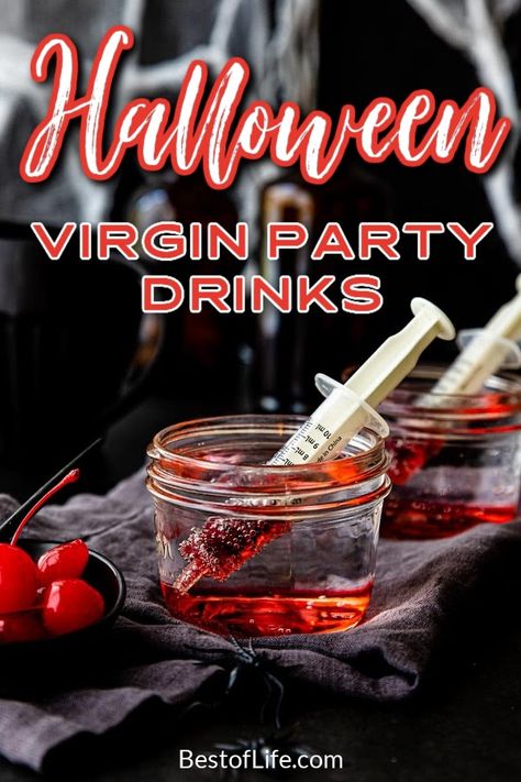 Halloween Party Mocktails, Halloween Drink Non Alcoholic, Spooky Non Alcoholic Drinks, Non Alcoholic Drinks For Halloween, Halloween Party Non Alcoholic Drink Ideas, Mocktails For Halloween, Halloween Virgin Drinks, Spooky Halloween Drinks Nonalcoholic, Halloween Mock Tails