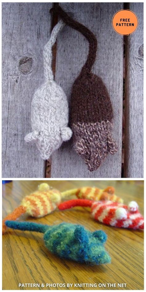 6 Free Cute Cat Toy Knitting Patterns. These Free Cute Cat Toy Knitting Patterns are curated by The Knit Crew. Toy Knitting Patterns, Mouse Toy, Knitted Cat, Felt Mouse, Knitting Supplies, Cat Toy, Classic Toys, Cat Theme, Knitted Toys