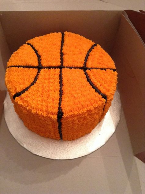 Buttercream Basketball Cake Basketball Cakes, Basketball Birthday Cake, Basketball Cupcakes, Basketball Cake, Basketball Birthday Parties, Sport Cakes, Basketball Birthday, A Basketball, Cakes For Boys