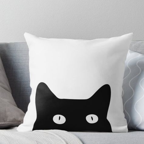 Black Cat Pillow, Austin House, Fun Throw Pillows, Felt Pillow, European Pillows, Cat Throw Pillow, Cat Cushion, Cat Quilt, Cat Pillow