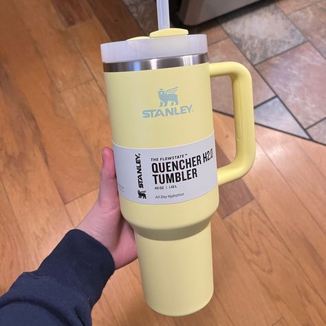 Introducing The Perfect Valentine's Day Gift: The Stanley 40 Oz Tumbler! Made By A Trusted Brand, This Tumbler Is Not Only Durable But Also A Great Way To Keep Your Drinks Hot Or Cold For Hours. Whether It's For Your Significant Other, A Friend, Or Family Member, This Tumbler Is A Thoughtful And Practical Gift. Hurry, As These Are Selling Out Fast, As They Were Not Supposed To Be Released Yet! Yellow Things Aesthetic, Stanley Cup Yellow, Yellow Stanley, Citron Stanley Cup, Stanley Cup Orange, Yellow And Pink Stanley Cup, Stanley 40oz Tumbler, Cute Stanley’s, Stanley Water Bottle