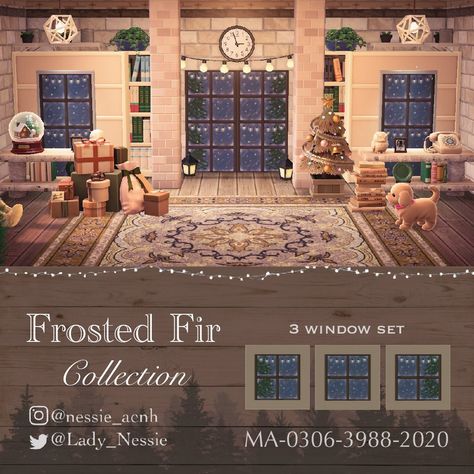 Christmas House Animal Crossing, Animal Crossing Thanksgiving, Winter Animal Crossing, Acnh Christmas Code, Acnh Winter, Acnh Christmas, Snowy Window, Acnh Cottagecore, Acnh Design