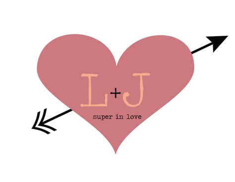 L+J Super in love. I Love J, Heart Printable, Printable Templates, Heart With Arrow, Custom Monogram, Wedding Sign, Guitar Pick, Template Printable, Wedding Signs