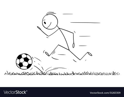 Running Stick Figure Drawing, Person Running Drawing Easy, Drawing Of Someone Running, Sports Drawings Easy, Football Cartoon Drawing, Sport Drawing Ideas Art, Stick Figure Running, Cartoon Running, Running Drawing