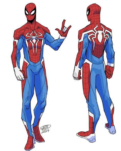 Taku | Public release of my Advanced Suit redesign #yotakuart #spiderman #peterparker #insomniac #insomniacspiderman #spiderman2 #advancedsuit | Instagram Spiderman All Suits, Advanced Suit Spiderman, Insomniac Spiderman, Heroes And Villains Costumes, Noir Spiderman, Spider Man Series, Spiderman Characters, Spiderman Suits, Spiderman Costume