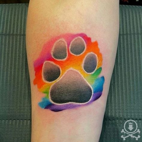 Rainbow Paw Print Tattoo, Bridge Tattoo, Paw Painting, Pride Tattoo, Rainbow Tattoos, Pawprint Tattoo, Dog Remembrance, Tatuaje A Color, Memorial Tattoos