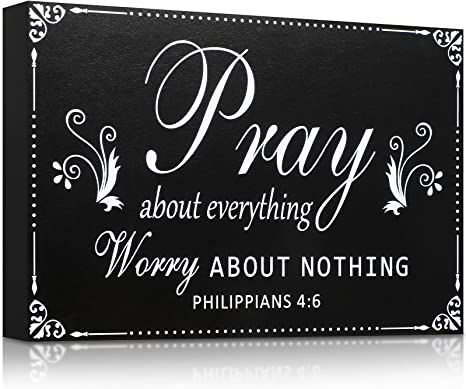 Yulejo Pray About Everything Worry About Nothing Sign Religious Scripture Inspirational Word Plaque Black Bible Verses Plaque Wall Decor Wooden Table Centerpieces Christmas Decorations, 7.95.1 Inch Table Centerpieces Christmas, Rustic Desk Decor, Forgiveness Scriptures, Pray About Everything, Centerpieces Christmas, Scripture Art Print, Scripture Decor, Bible Verse Wall Decor, Religious Wall Decor