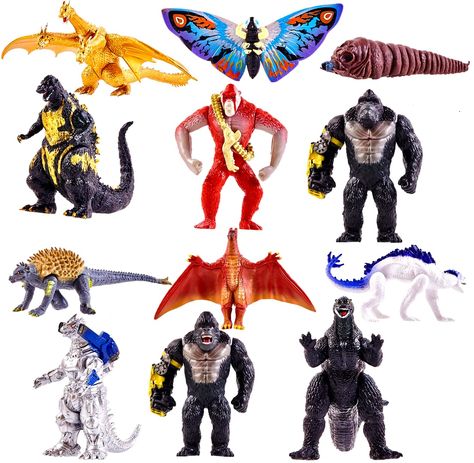 PRICES MAY VARY. Set of 12 Godzilla vs Kong Toys, Dinosaur Action Figures, King of The Monsters Shin Ultima Gamera Mecha MechaGodzilla Ghidorah Skull Crawler Destoroyah Cake Toppers Fantasy world of Godzilla King of the Monster. This Godzilla toy guarantees unlimited hours of playtime! Godzilla action figures up to 5 inches in width, up to 3,5 inches in height. This Godzilla monster toy will please anyone searching for a fancy muto toy, toy story rex, tiny dinosaurs figures, cake toppers for boy Skull Crawler, Toys Dinosaur, Godzilla Toys, Tiny Dinosaur, Kong Toys, Monster Toys, Toy Toy, Dinosaurs Figures, Godzilla Vs