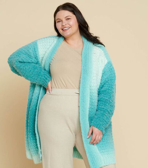 Crochet Slounge Cardigan | JOANN Easy Crochet Sweater, Crochet For Women, Ultra Casual, Sewing Christmas, Easy Crochet Patterns Free, Crochet Cardigan Pattern, Cozy Gift, Sweater Crochet Pattern, Cardigan Pattern