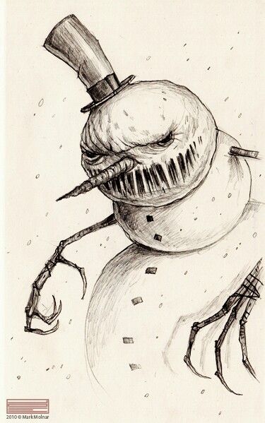 Creepy snowman Creepy Christmas Drawing, Christmas Drawings Art Sketch, Creepy Christmas Art, Snowman Sketch, Creepy Snowman, Scary Snowman, Santa Claus Drawing, Christmas Sketch, Black Ink Art