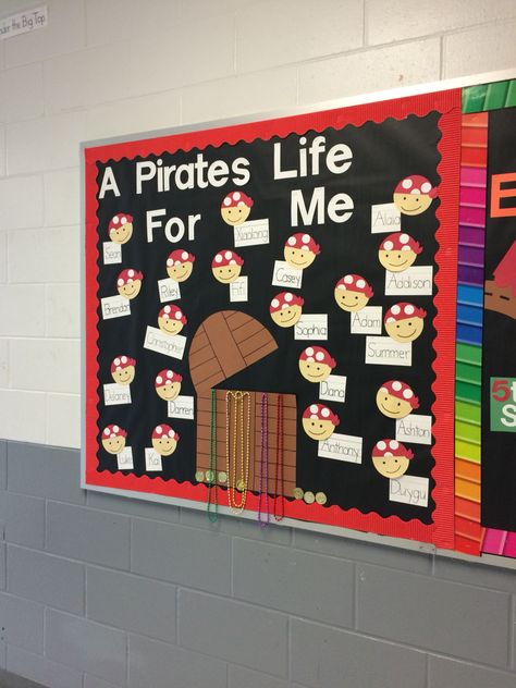 Pirate Bulletin Board Ideas, Pirate Bulletin Boards, School Fair Ideas, Pirate Theme Classroom, School Fair, Pirate Crafts, Toddler Classroom, Theme Classroom, Pirate Life