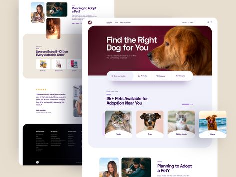 Pet Adoption Website by Rafayel Hasan for uitrips on Dribbble Pet Adoption Website Design, Dog Training Website Design, Pet Website Design, Animal Website, Adoption Website, Pet Websites, Dog Website, Adoption Resources, Pet Finder