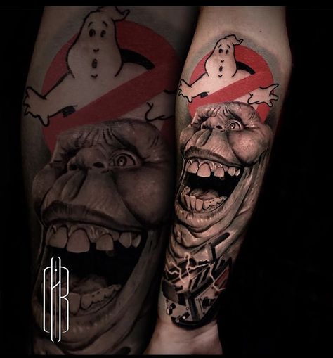 Ghostbusters Slimer Art, Ghostbusters Tattoo Ideas, Slimer Tattoo, Ghostbusters Tattoo, Slimer Ghostbusters, Ghostbusters Slimer, Horror Cartoon, Bill Murray, Ghost Busters