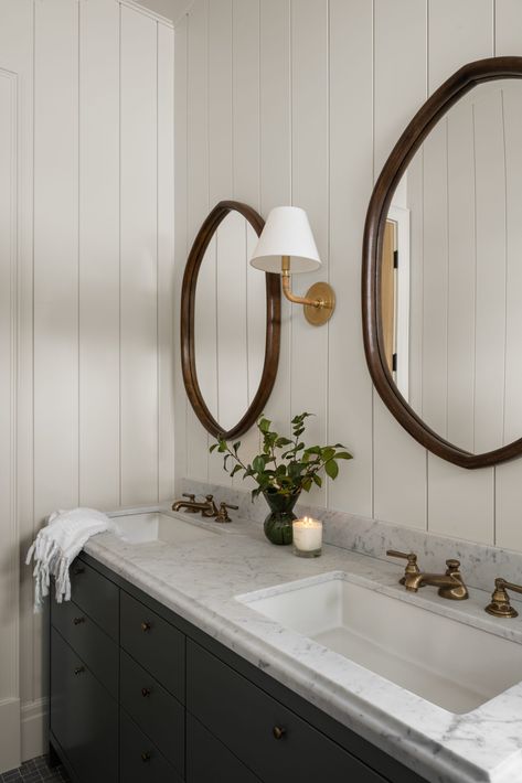 Studio Mcgee Kids Bathroom, Mcgee And Co Bathroom, Mcgee Bathrooms, Bathroom Mirror And Lighting, Studio Mcgee Bathroom, Mcgee Bathroom, Mcgee And Co, Mcgee Home, Shiplap Bathroom