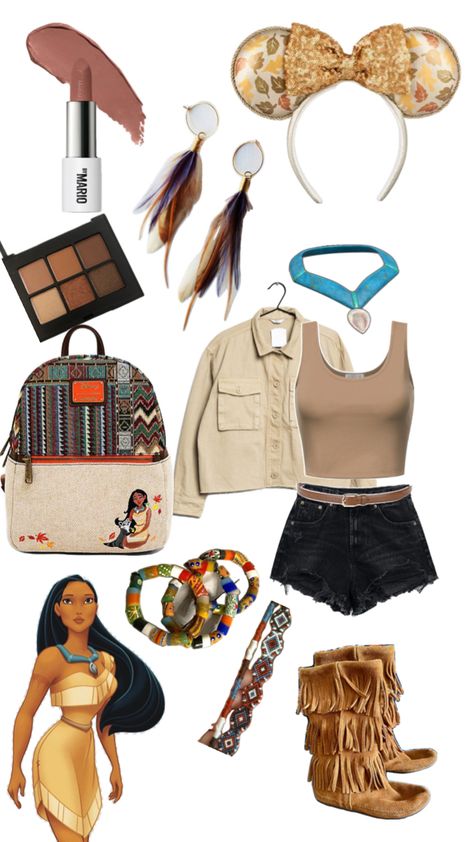 Disney Bounding Pocahontas, Pocahontas Inspired Outfits, Disney Princess Outfit Ideas, Pocahontas Disneybound, Disney Real Life, Pocahontas Aesthetic, Princess Outfit Ideas, Descendants Auradon, Pocahontas Outfit