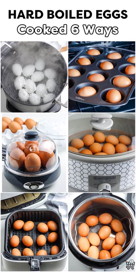 This post shares six foolproof cooking methods for cooking hard-boiled eggs. We include methods for cooking eggs on the stovetop, in the oven, air fryer, pressure cooker, egg cooker, and Crockpot. Hard Boiled Eggs In Oven, Oven Boiled Eggs, Baked Hard Boiled Eggs, Cooking Hard Boiled Eggs, Hard Boiled Egg Recipes, Oven Air Fryer, Cooking Eggs, Seven Layer Salad, Perfect Hard Boiled Eggs